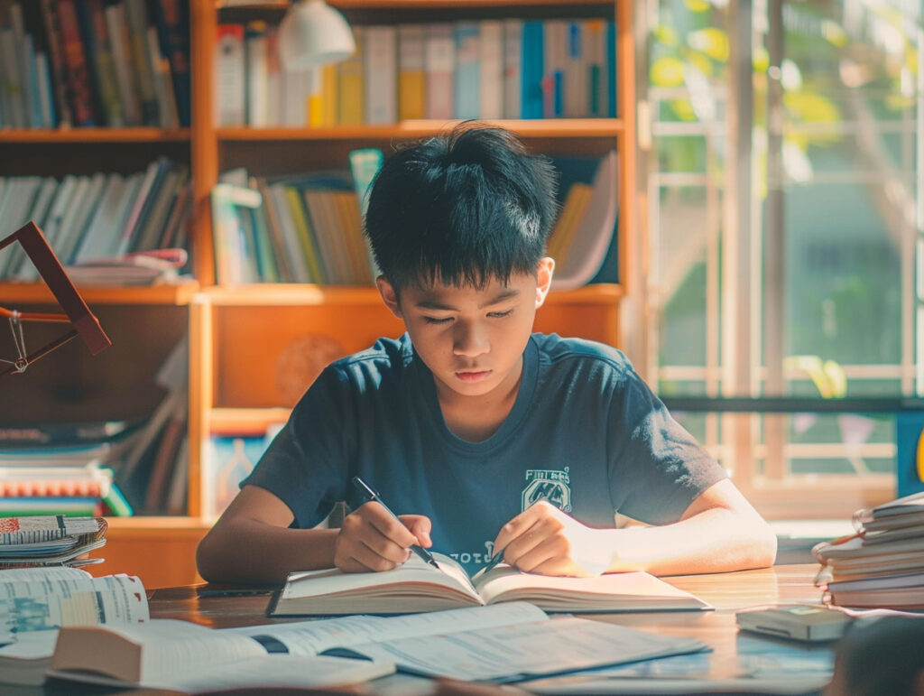 モチベーション高く勉強する小学生