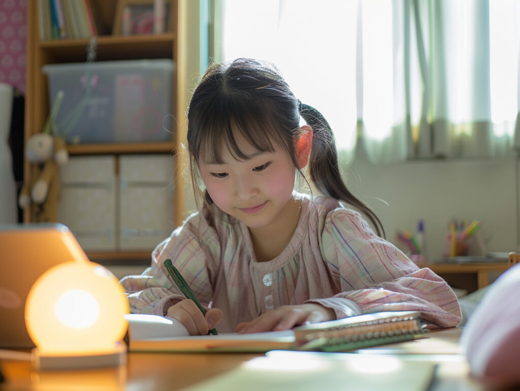 先取り学習で勉強する小学生