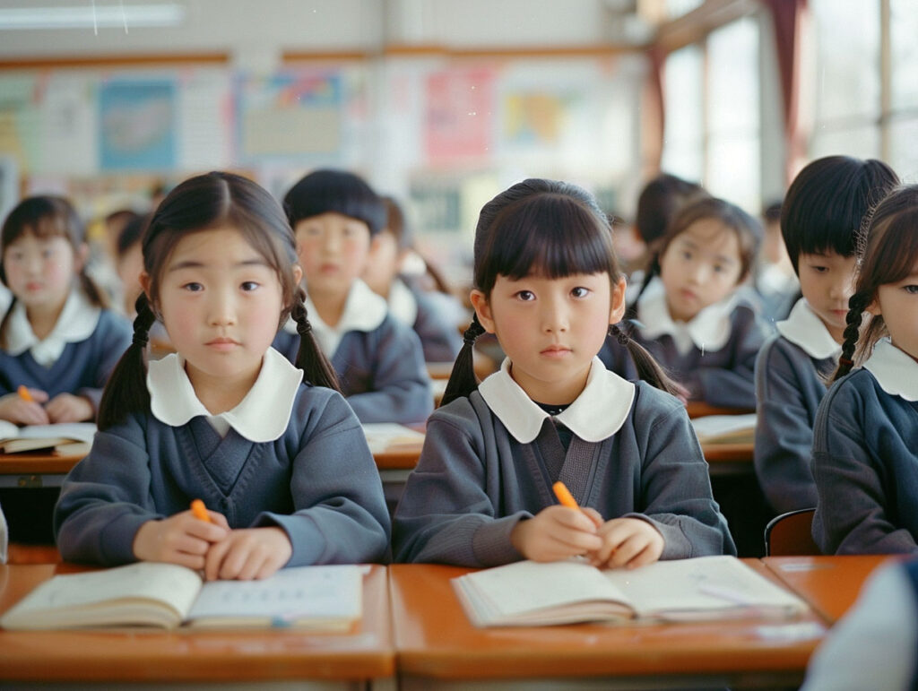 集団塾で学ぶ小学生