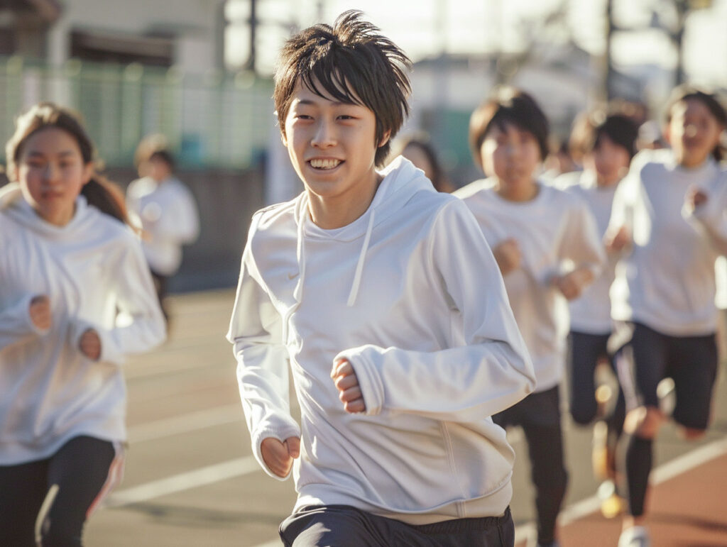 ランニングを頑張る部活中の中学生