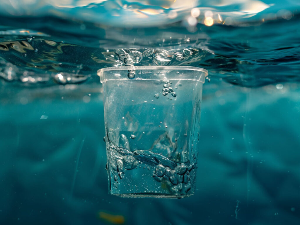 水に沈むプラスチック