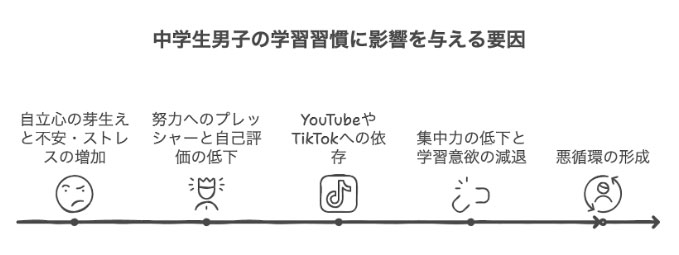 中学生男子の学習習慣に影響を与える要因