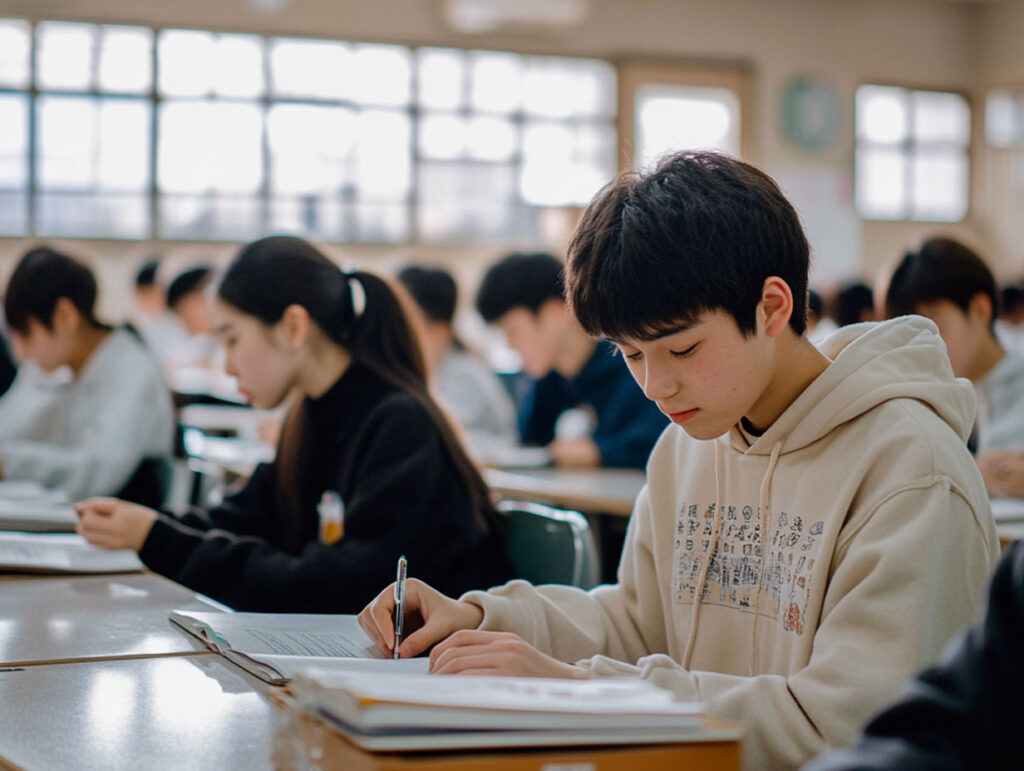 自信を持って勉強に取り組む中学生