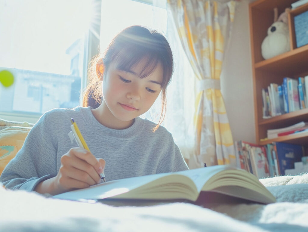 毎朝目標を立てている子供