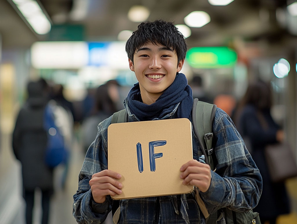 IF節のボードを持つ学生